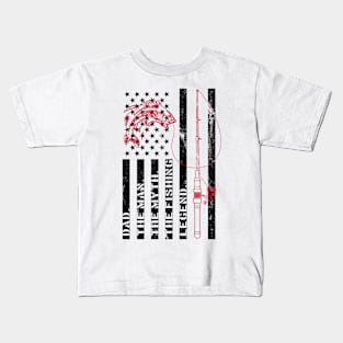 Fishing T-shirt USA Fishing Flag Gift For Fisherman Fisher Tee Shirt Cool Fishing Shirts, fathers day gift ideas Kids T-Shirt